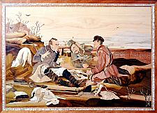 The Hunters Resting - marquetry