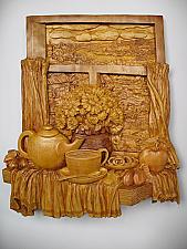 The Window - wood carved panel
