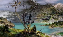 The Altay Mountains. Kuiguk Lake - canvas, oil