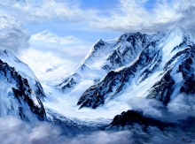 The Altay Mountains. Mensu Glacier - canvas, oil