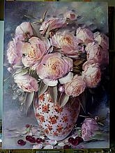 Peonies And Cherries - oil, canvas