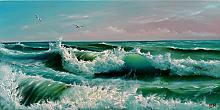 Waves At The Dawn - oil, canvas