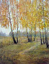 Birch Trees At Moskovka District, Omsk - oil, canvas