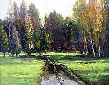 In The Victory Park. Omsk, Russia - oil, canvas