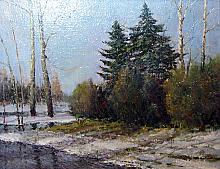 Spring In The Agricultural University Park. Omsk, Russia - oil, canvas