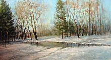 Spring In Leisure And Culture Park. Omsk, Russia - oil, canvas