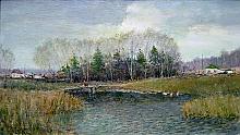 The River Of Verhtyukalka. Omsk region, Russia - oil, canvas