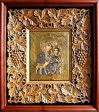 Theotokos Of Tikhvin - hand carved and hand painted wooden icon