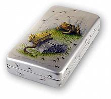 Mosquitoes - business card holder, Fedoskino miniature lacquer painting