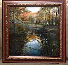 Early Autumn At The Chermyanka River - oil, lacquer