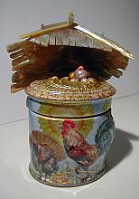 Poultry Yard - box, Fedoskino lacquer painting technique