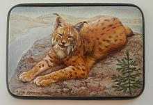 Lynx - box, Fedoskino lacquer painting technique