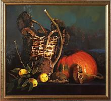 Still LIfe With An Old Basket - oil, canvas
