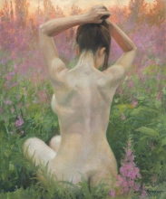 Nymph In Flowers - oil, canvas