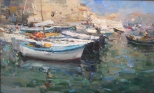 Fishing Boats. Dubrovnik - oil, canvas