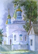 Saint-Ilya Church In Dubno - watercolor, gouache