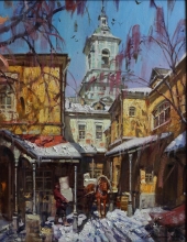 A Court-yard At Pyatnitskaya Street - oil, canvas