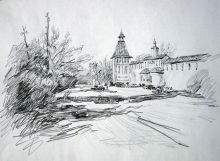 At The Monastery Walls - paper, pencil
