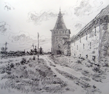 Monastery - paper, pencil