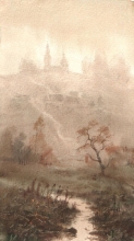 Autumn. Creek - paper, watercolors