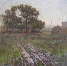 Mornig. Abandoned Road - oil, canvas