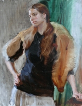 Portrait With A Fox-fur Collar - oil, canvas