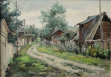 In The Village - oil, canvas