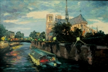 Notre Dame De Paris. Evening - oil, canvas