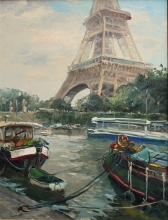 At Eifel Tower - oil, canavs