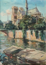 Notre Dame. Sketch - oil, canvas
