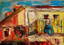 Corner Of The Southern House - oil, canvas on the cardboard