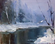 Winter River - oil, canvas