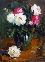 Flowers On The Table - oil, canvas