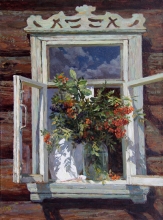 Window With Ash Berry - oil, canvas