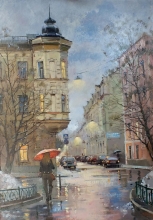 Evening In Chistoprudny Boulevard - oil, canvas