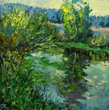 The Osyotr River. Tula Region - oil, canvas, palette knife