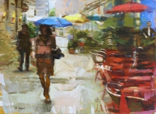 In The Rain - oil, canvas