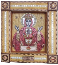 Holy Mother Of God Inexhaustible Chalice - icon: birch bark, natural stones