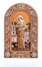 Holy Blessed Xenia Of Saint-Petersburg - icon: birch bark, natural stones