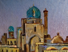 Bukhara. Minaret And Mosque Kalian - oil, canvas