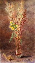 The Composition In A Glass Vase - paper, aquarelle