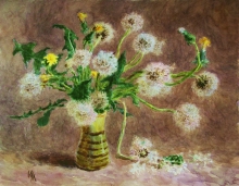 The Composition With Dandelions - paper, aquarelle