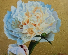 The Flower of a Peony as an Icon of a Pray to a Mother Of God - oil, canvas