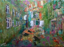 The Courtyard - oil, canvas