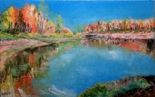 On The Bank Of Kura River - oil, canvas