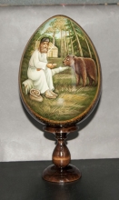 Seraphim Of Sarov - Easter egg: tempera, acrylic, linden wood, acrylic varnish
