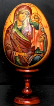 Image Of The Holy Virgin Support Of The Humble - Easter egg: tempera, acrylic, linden wood, acrylic varnish