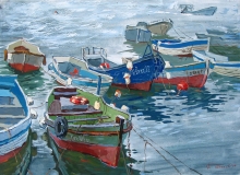 Boats - oil, canvas