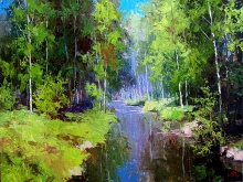 The River In The Forest - oil, canvas, dammar varnish