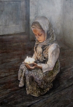 Girl With The Candle - oil, canvas